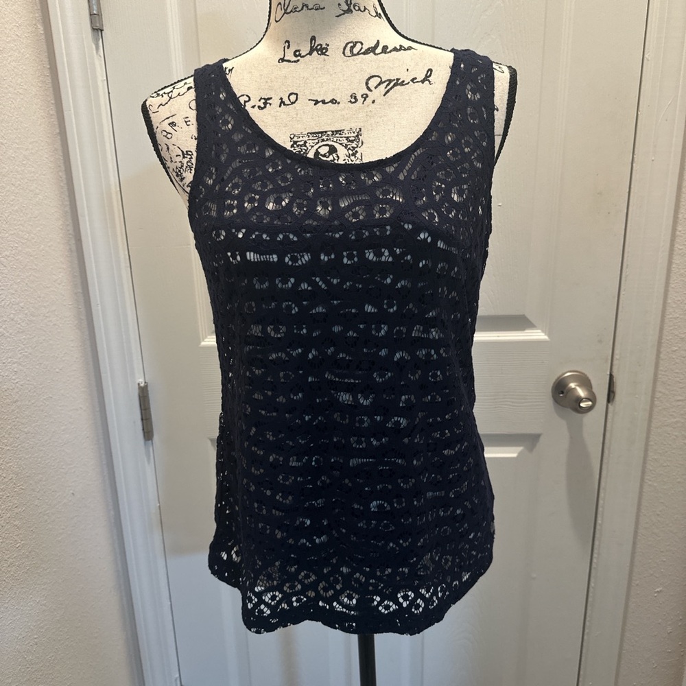 The Limited Navy Blue Lace Overlay Camisole